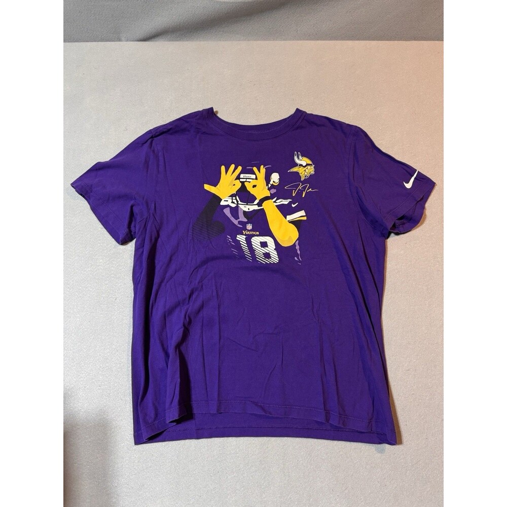 Nike Justin Jefferson Vikings T-shirt Adult Size L Purple & Yellow Bleed Purple
